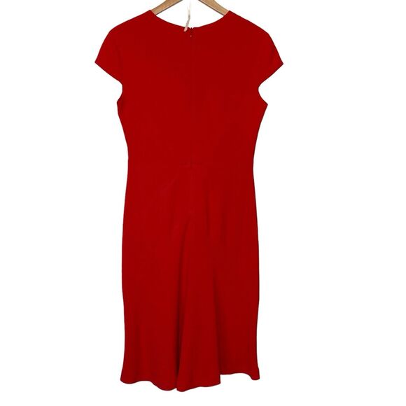 Escada Womens V Neck Short Sleeves Crepe Midi Fit & Flare Dress Red Size EU 36 - Picture 2 of 9